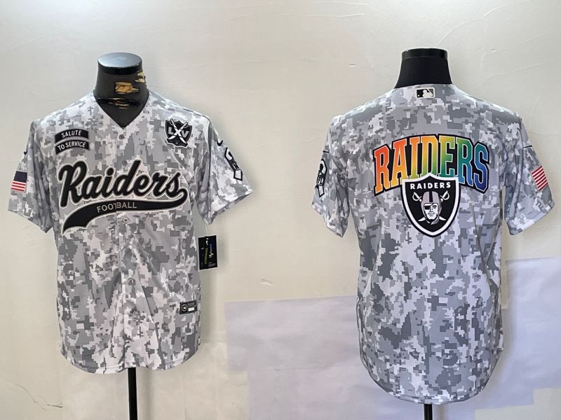 Men Oakland Raiders Blank Nike Arctic Camo 2024 Salute to Service Limited NFL Jersey style 5